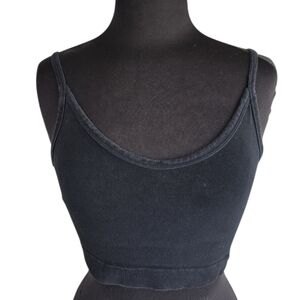 Chipre Large Black Stretchy Crop Top Cotton Classic Cropped Tank